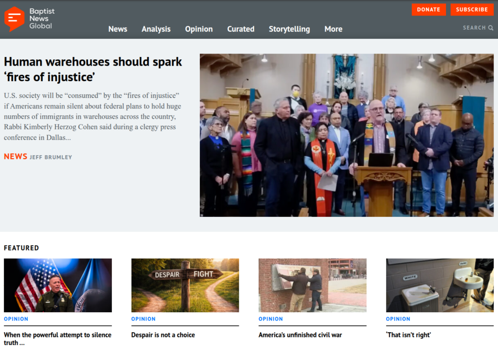 screenshot of baptistnews.com website