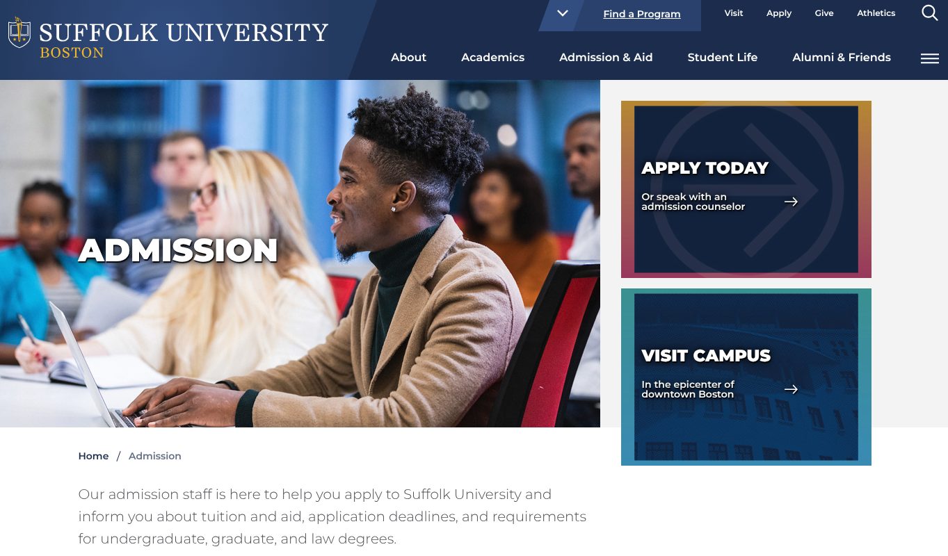 Suffolk University Website Review: Prioritizing What Students and Families Need