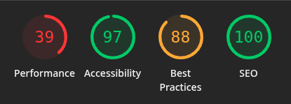Southeast Missouri State University website review Lighthouse scores home page mobile: Performance 39, Accessibility 97, Best Practices 88, SEO 100